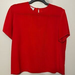 Red Silk Women's Top